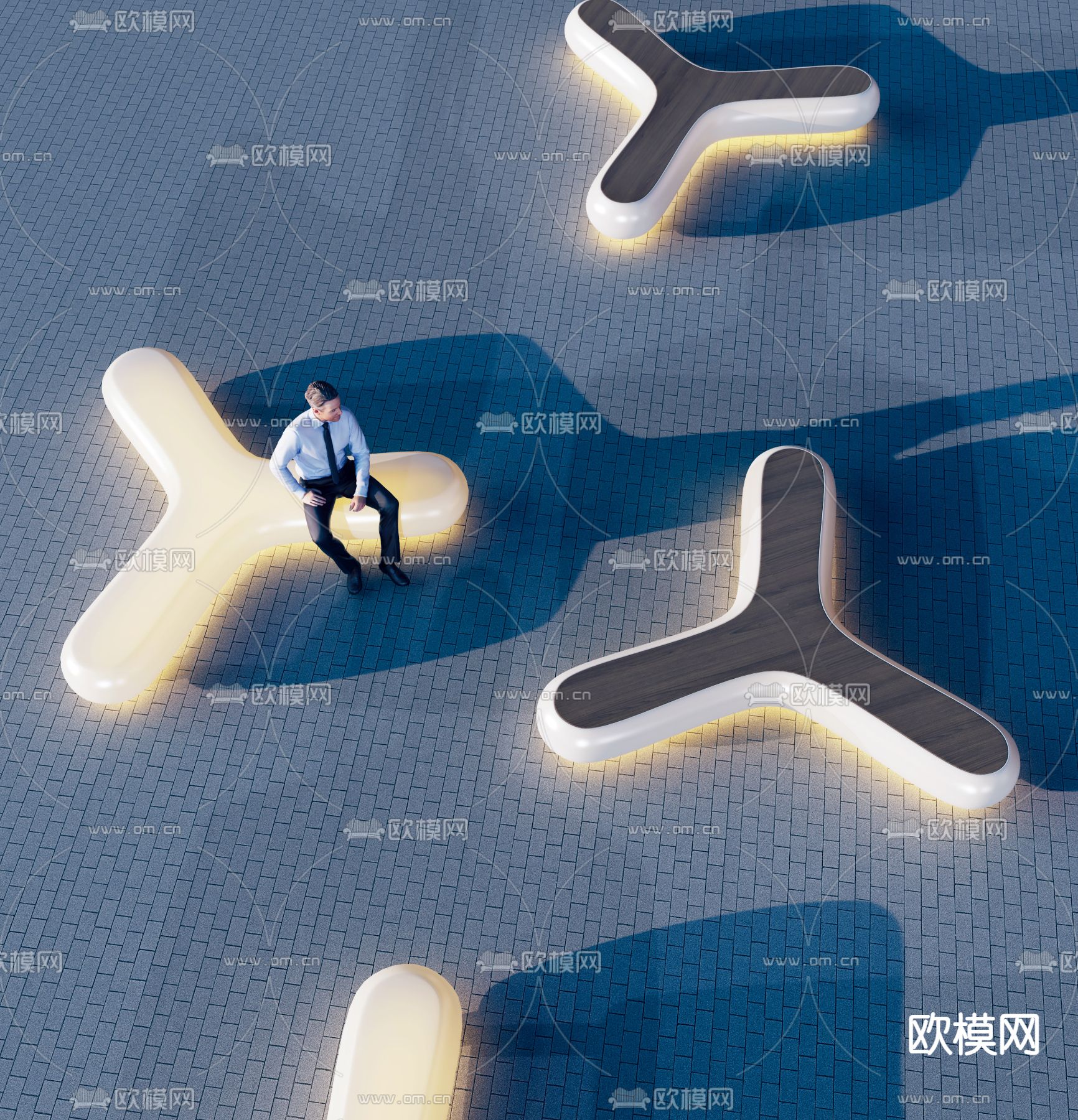 发光休闲凳su模型下载（渲染图2）