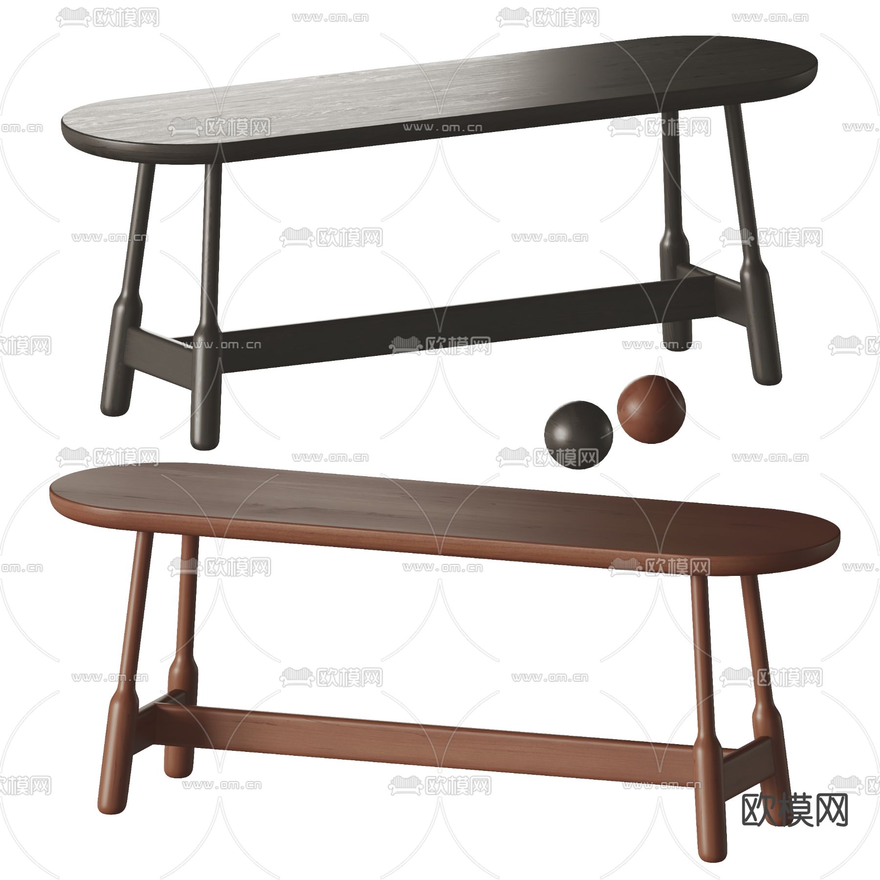 现代长凳su模型下载（渲染图2）