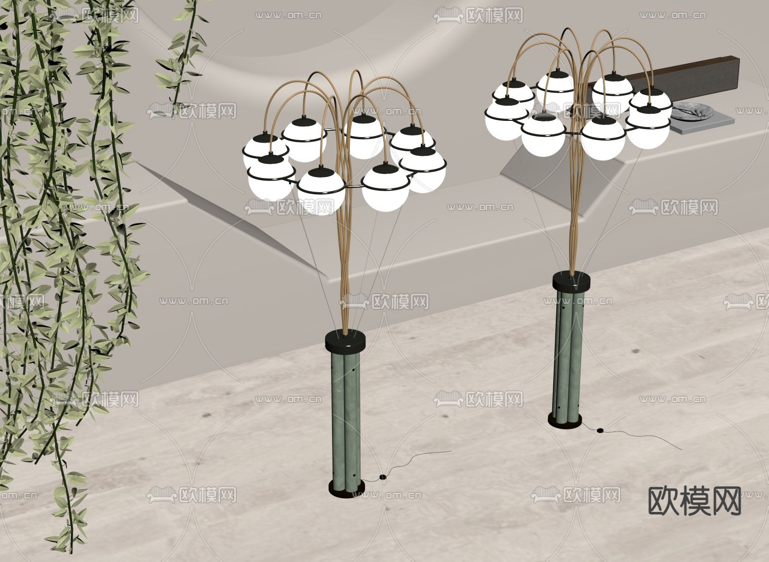 现代落地灯su模型下载（渲染图1）