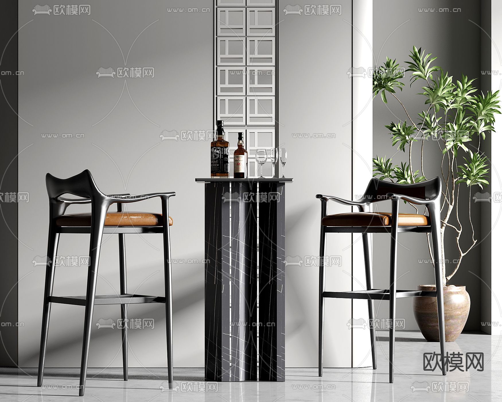 品酒区吧台 吧椅 吧凳3d模型下载