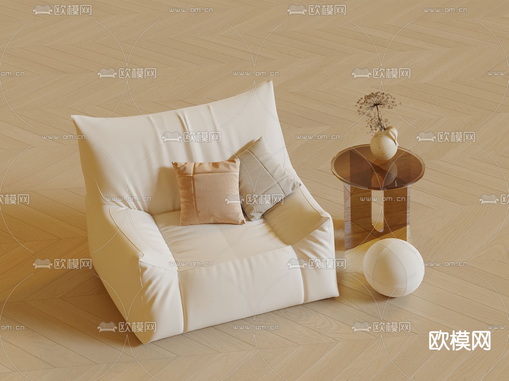 奶油风沙发 休闲沙发3d模型下载