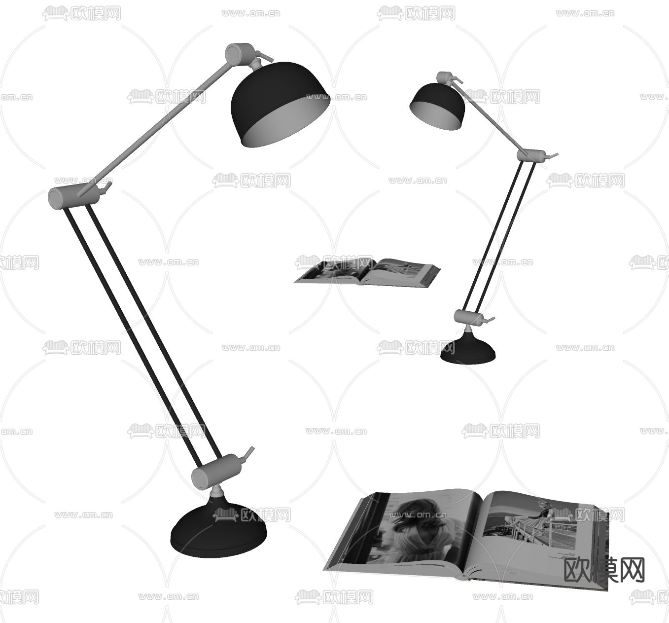 现代台灯 阅读灯su模型下载（渲染图1）