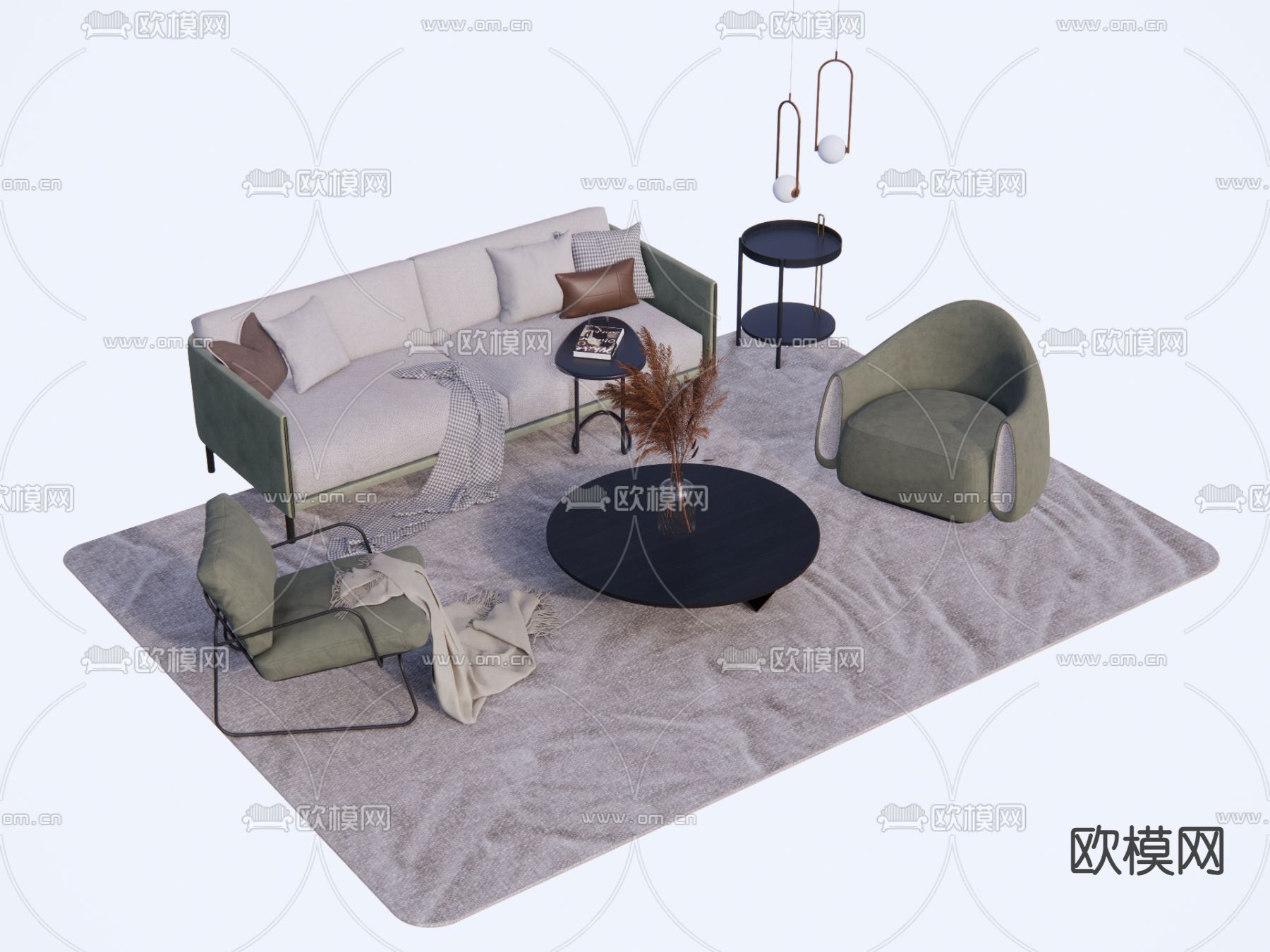 Minotti组合沙发su模型下载（渲染图1）