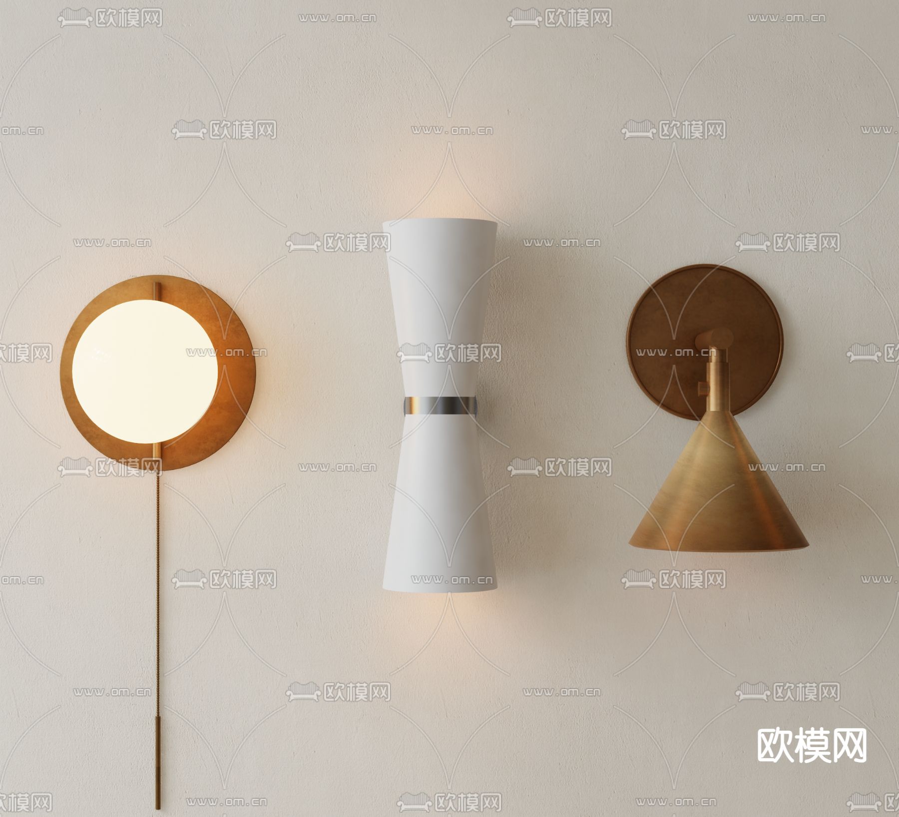 现代壁灯 工业风壁灯su模型下载（渲染图1）