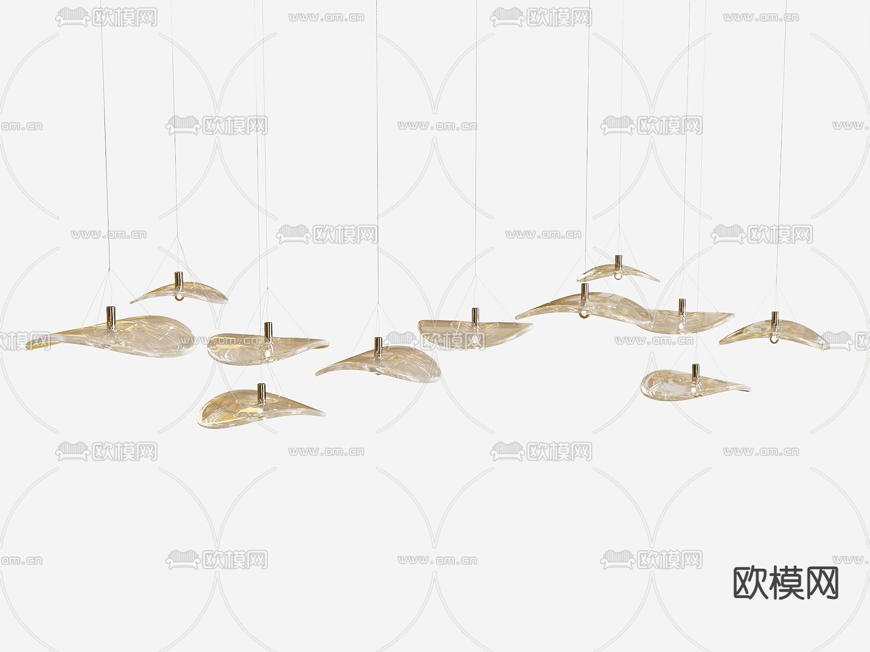 玻璃吊灯 装饰灯3d模型下载（渲染图1）