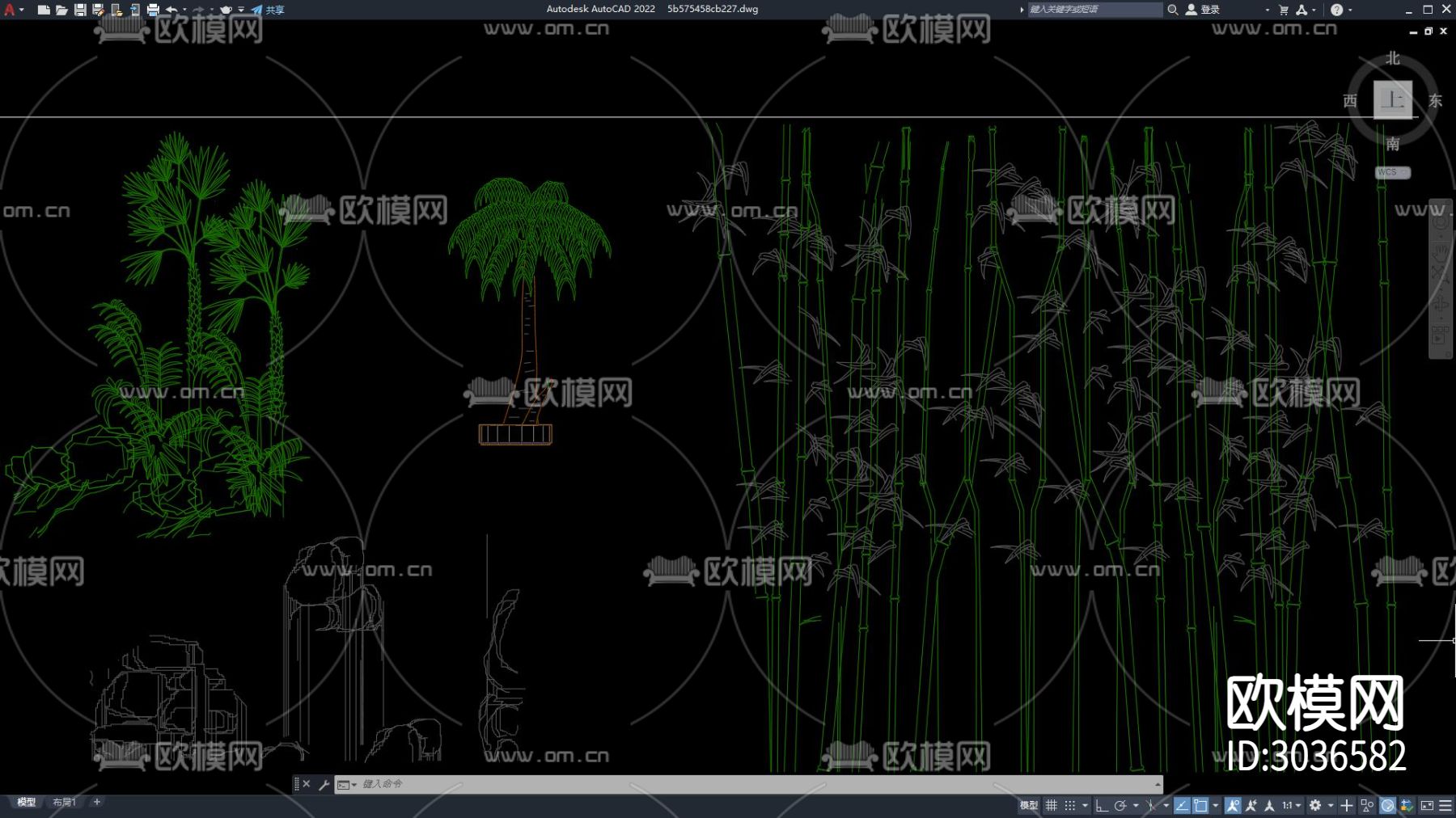 绿植 植物 盆栽 景观绿植 竹子 景观绿植cad图库下载（渲染图3）