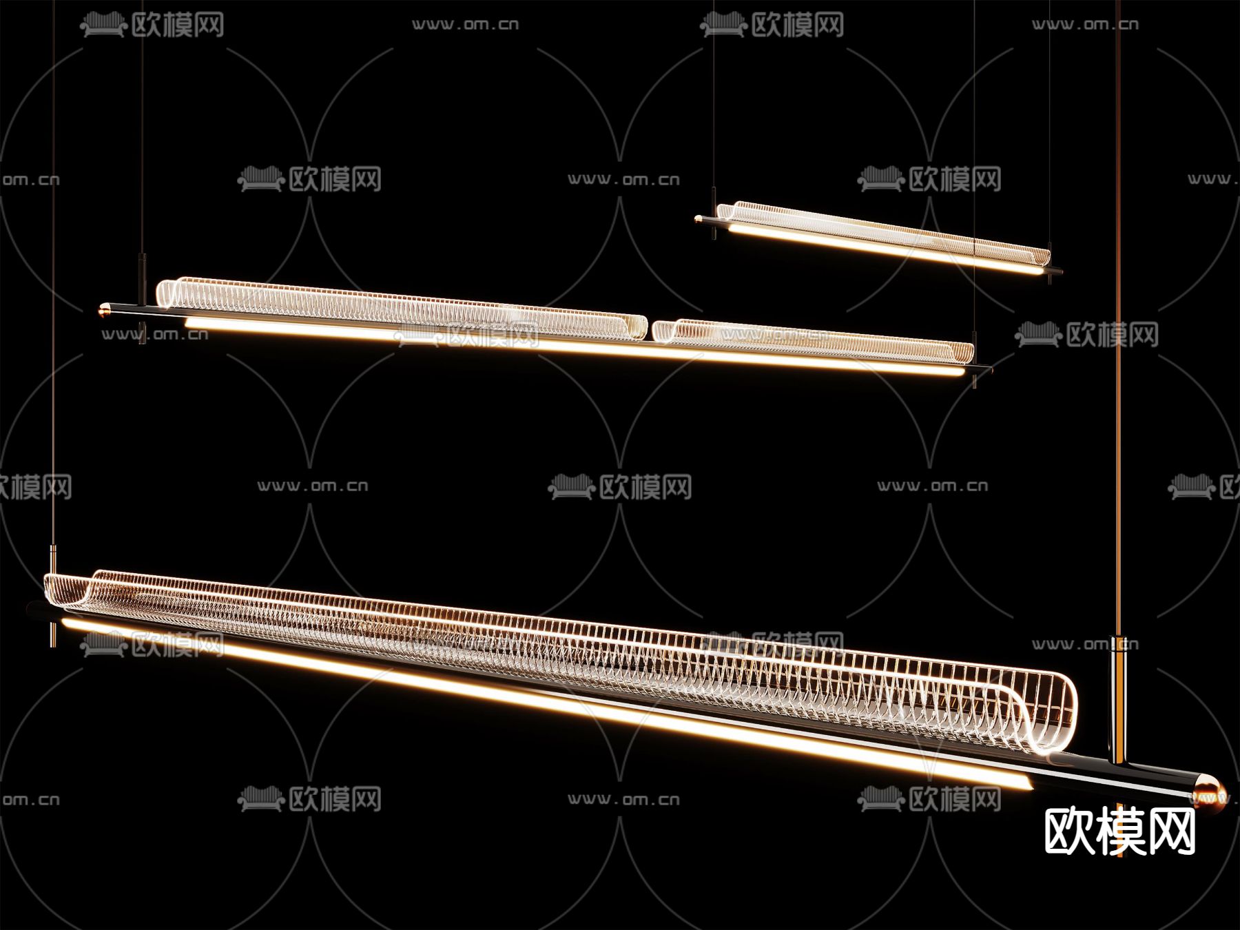 轻奢吊灯 餐厅吊灯su模型下载（渲染图1）