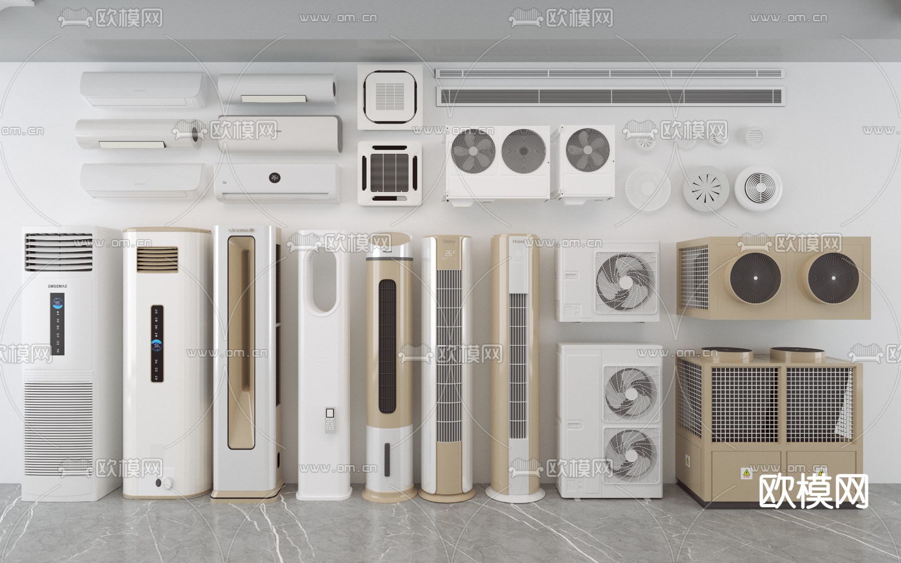 立式空调 中央空调 空调外机3d模型下载