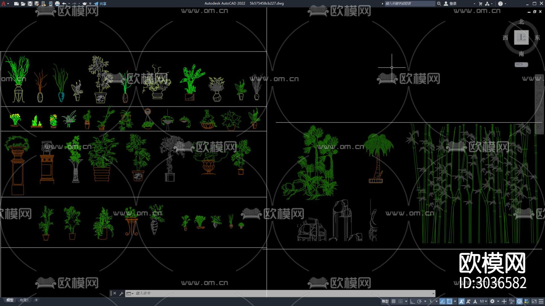 绿植 植物 盆栽 景观绿植 竹子 景观绿植cad图库下载（渲染图1）