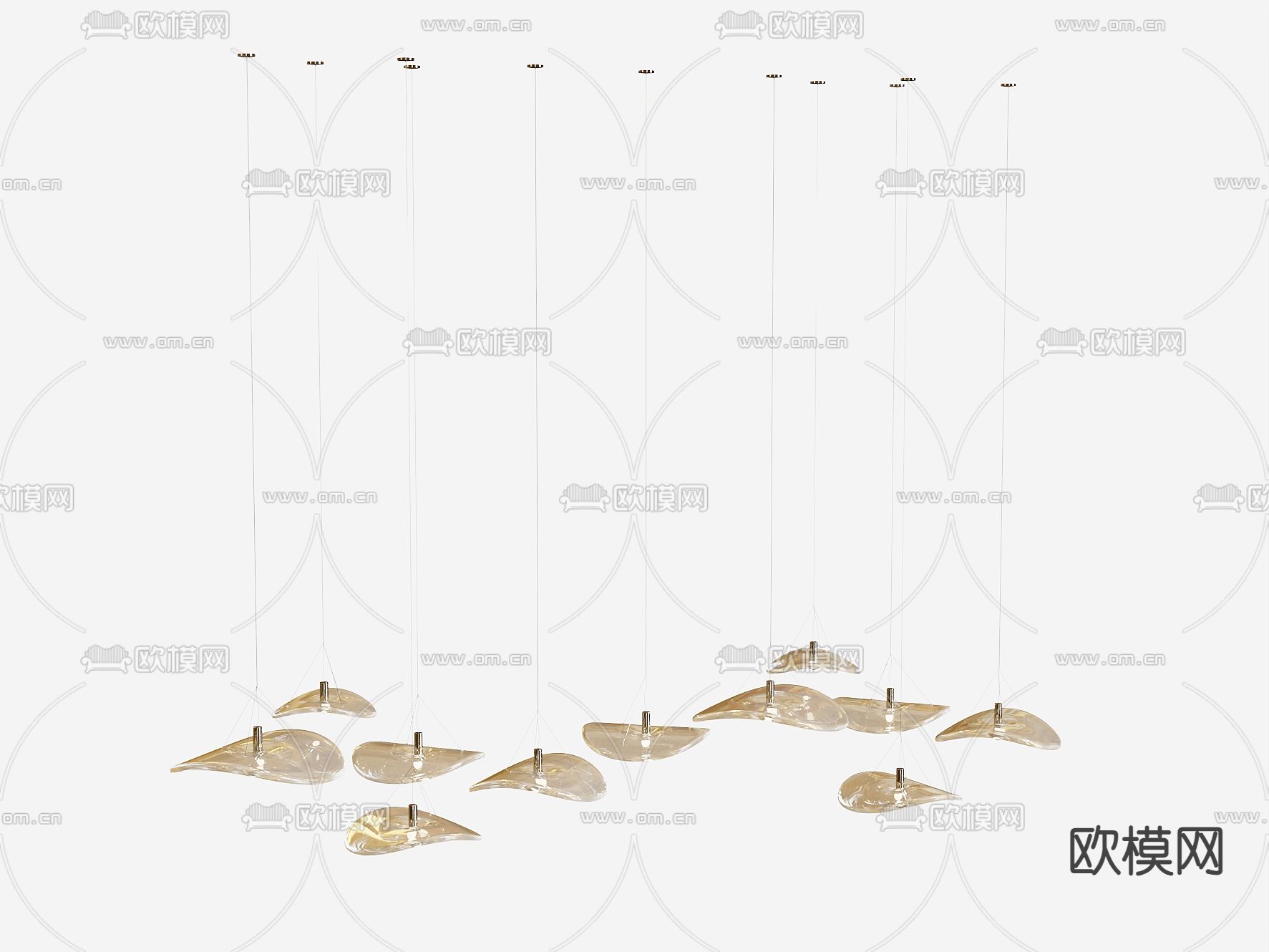 玻璃吊灯 装饰灯3d模型下载（渲染图2）