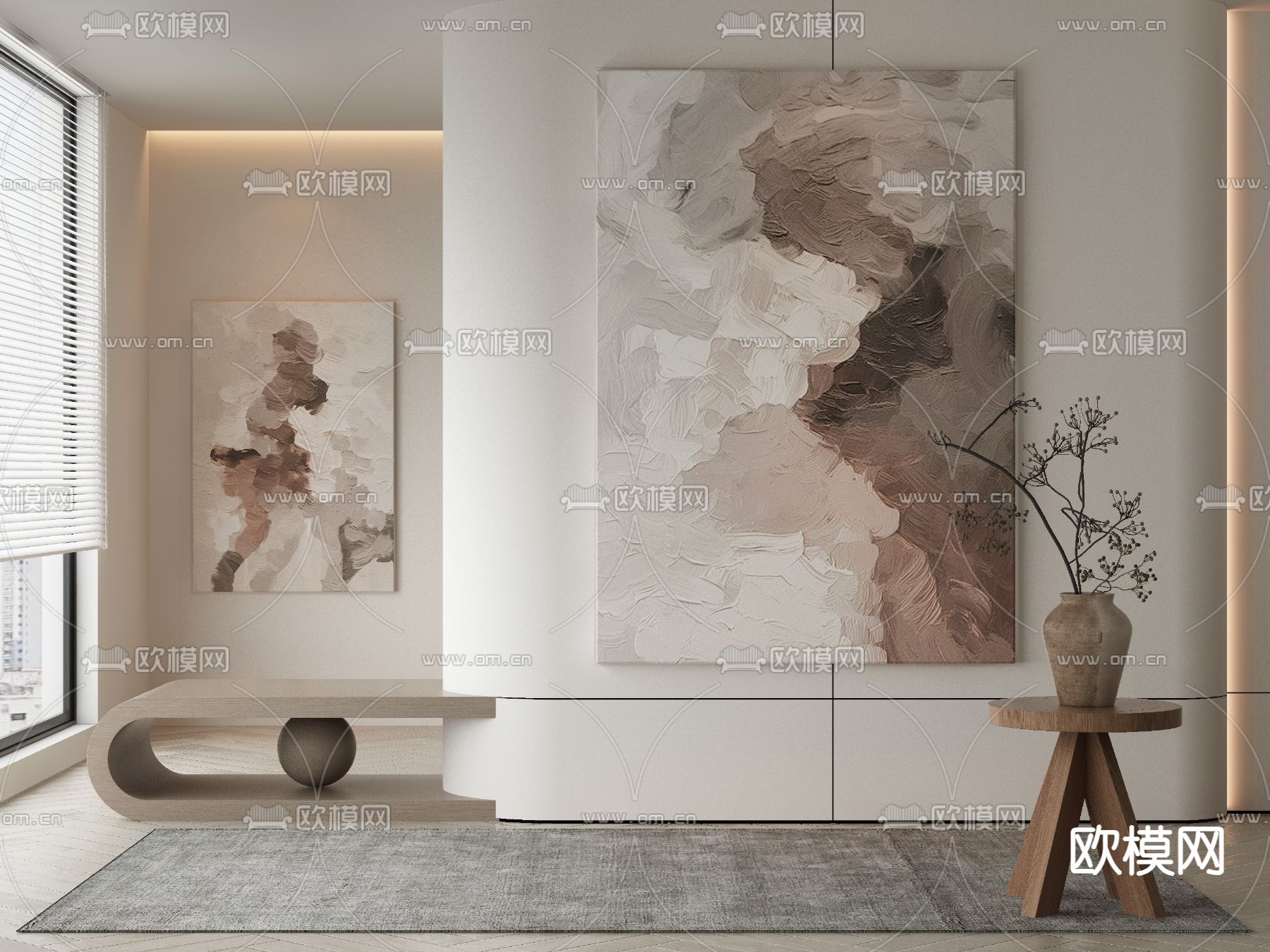 侘寂画 肌理画 抽象画 装饰画3d模型下载