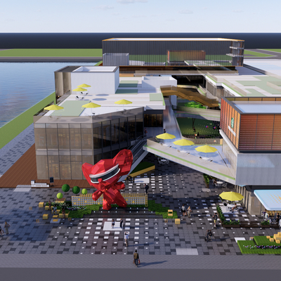  现代商业街景观su模型 