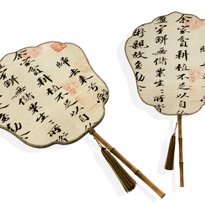  新中式宫廷扇  舞蹈扇 扇子su模型 