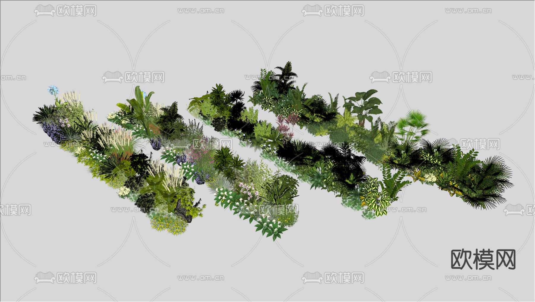 绿植灌木 杂草 花草su模型下载（渲染图1）