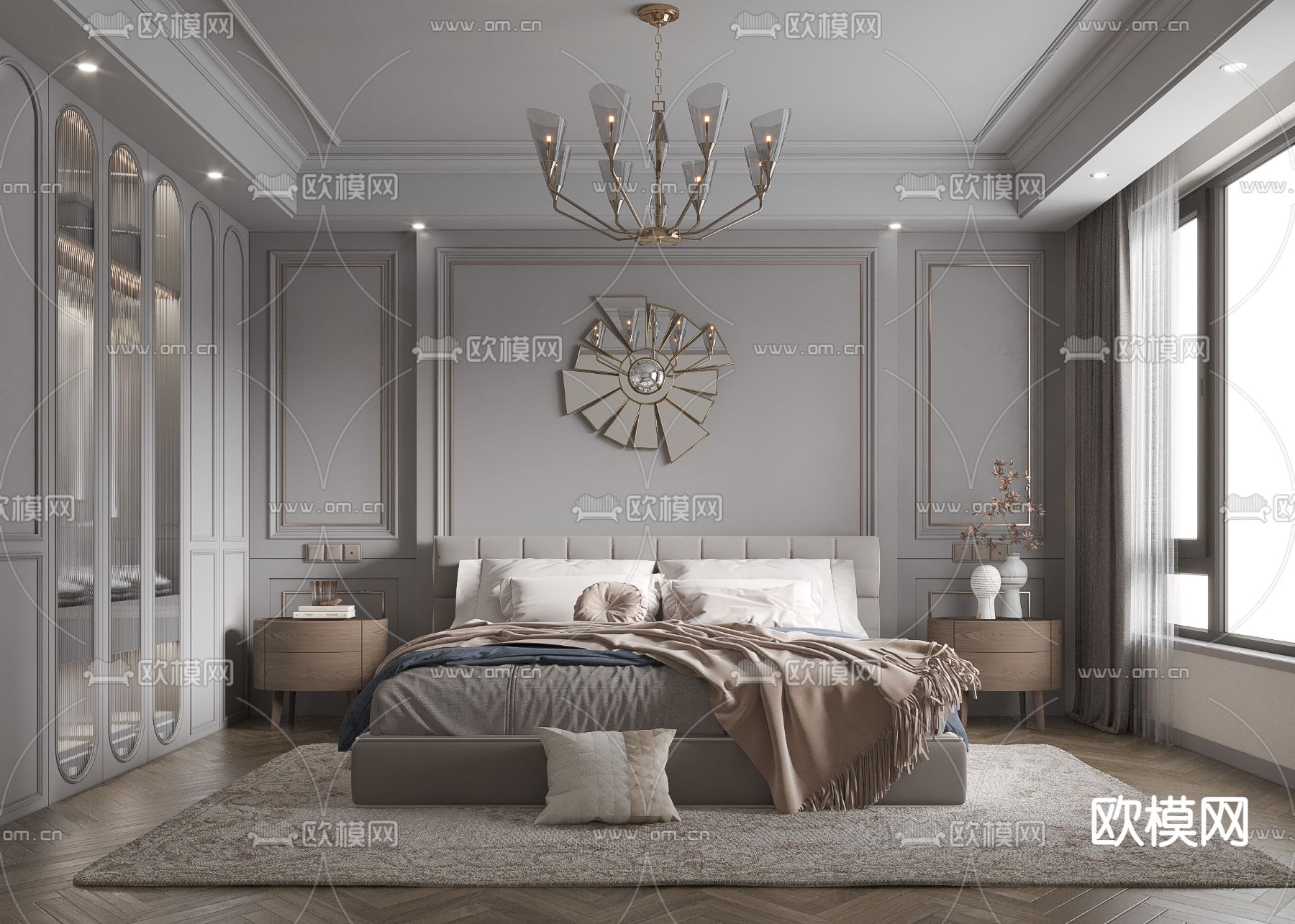 美式卧室 主卧 主人房3d模型下载