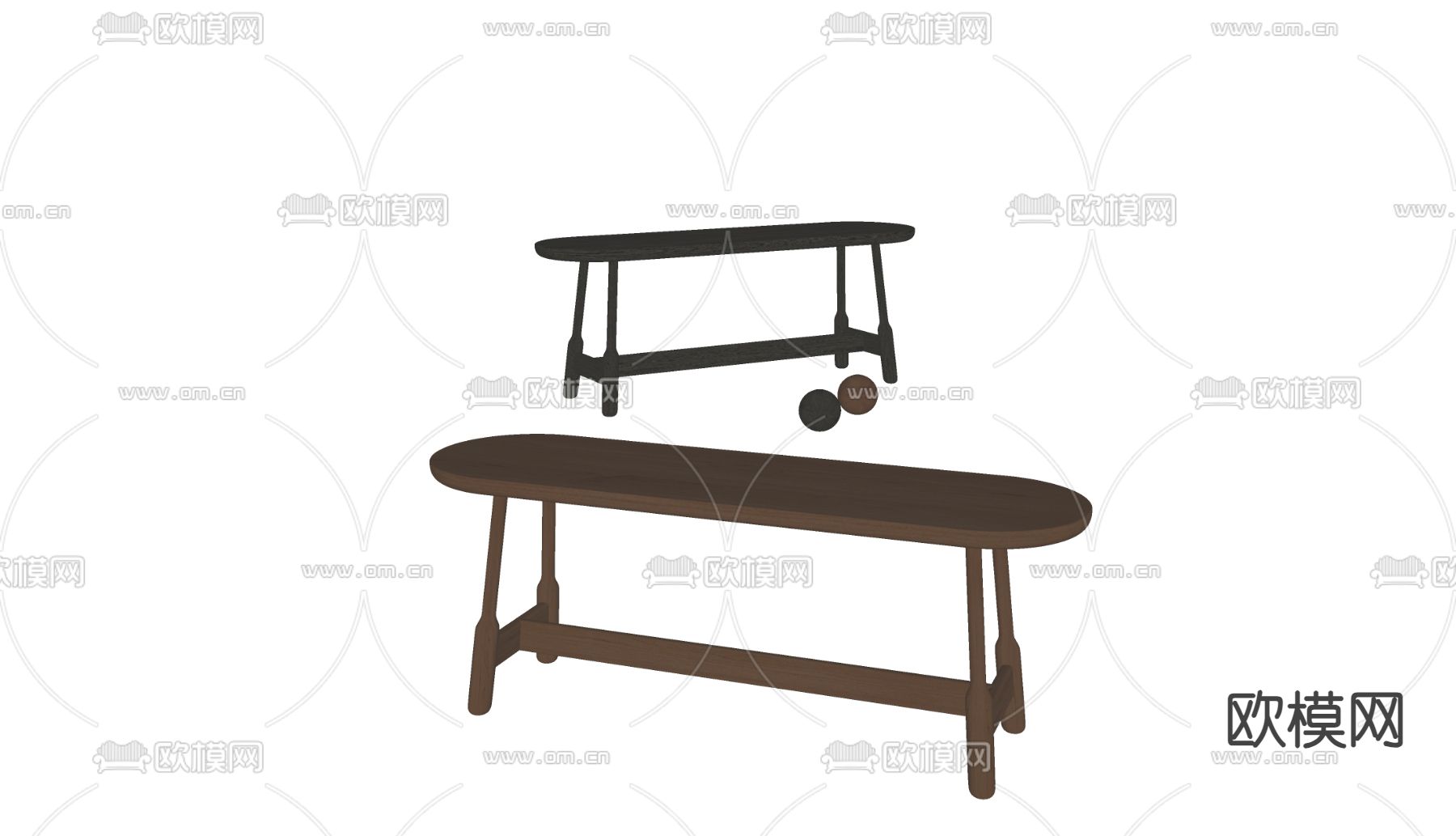 现代长凳su模型下载（渲染图1）