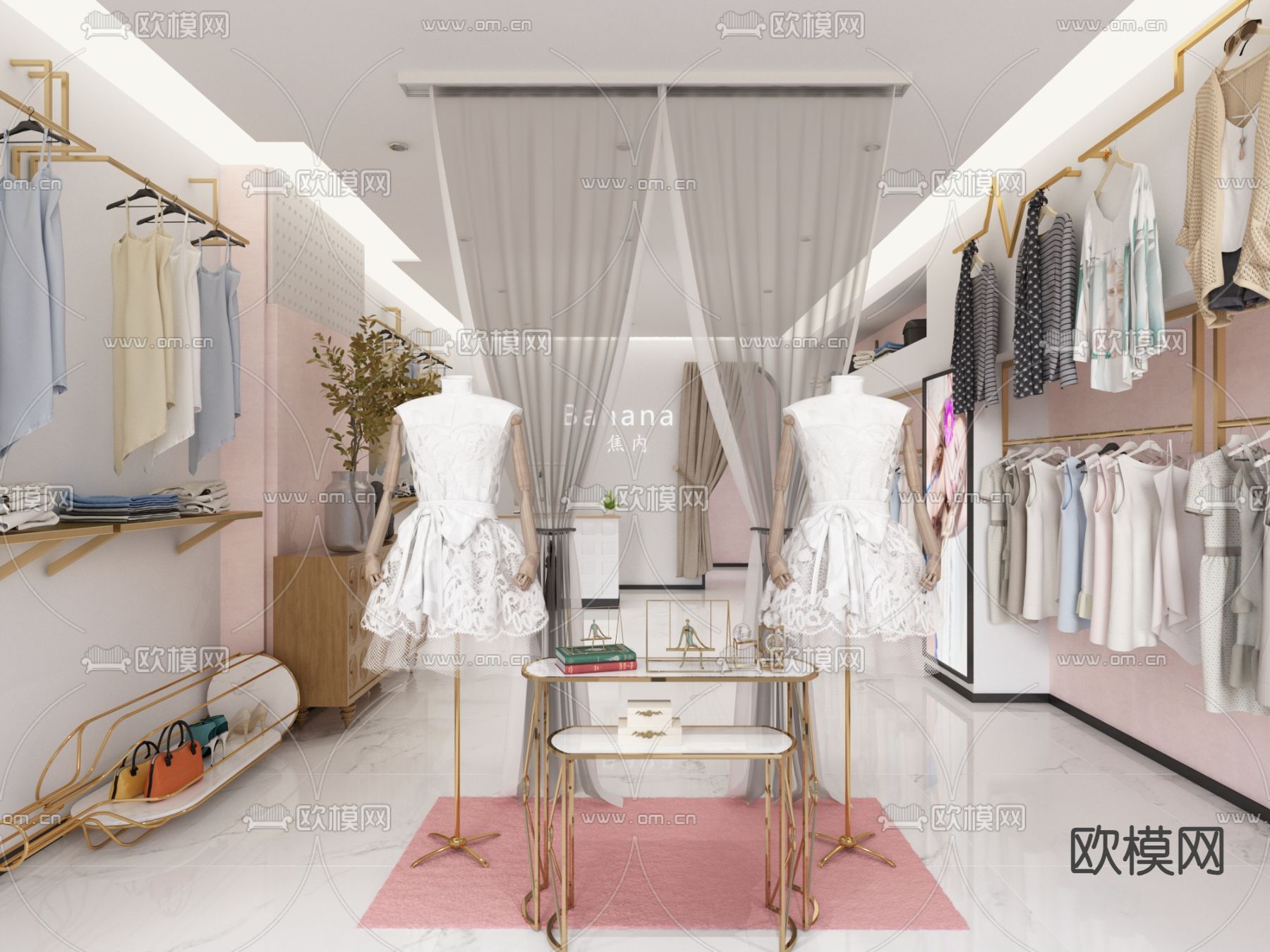 现代服装店 女装店3d模型下载