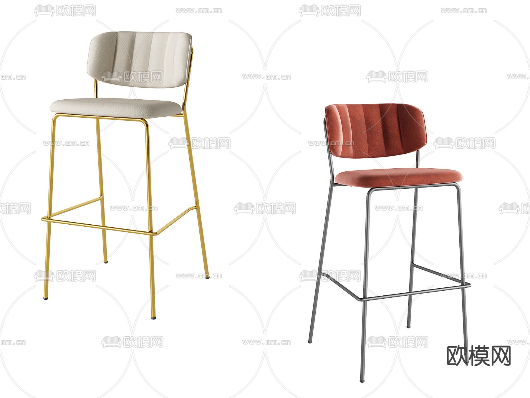 轻奢吧椅 吧凳 高脚凳3d模型下载