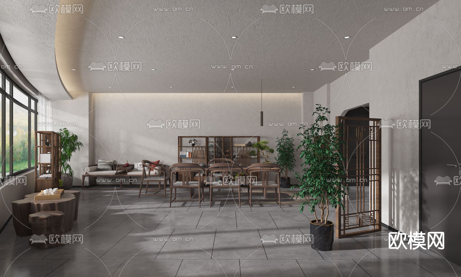 新中式茶馆 茶楼3d模型下载（渲染图1）