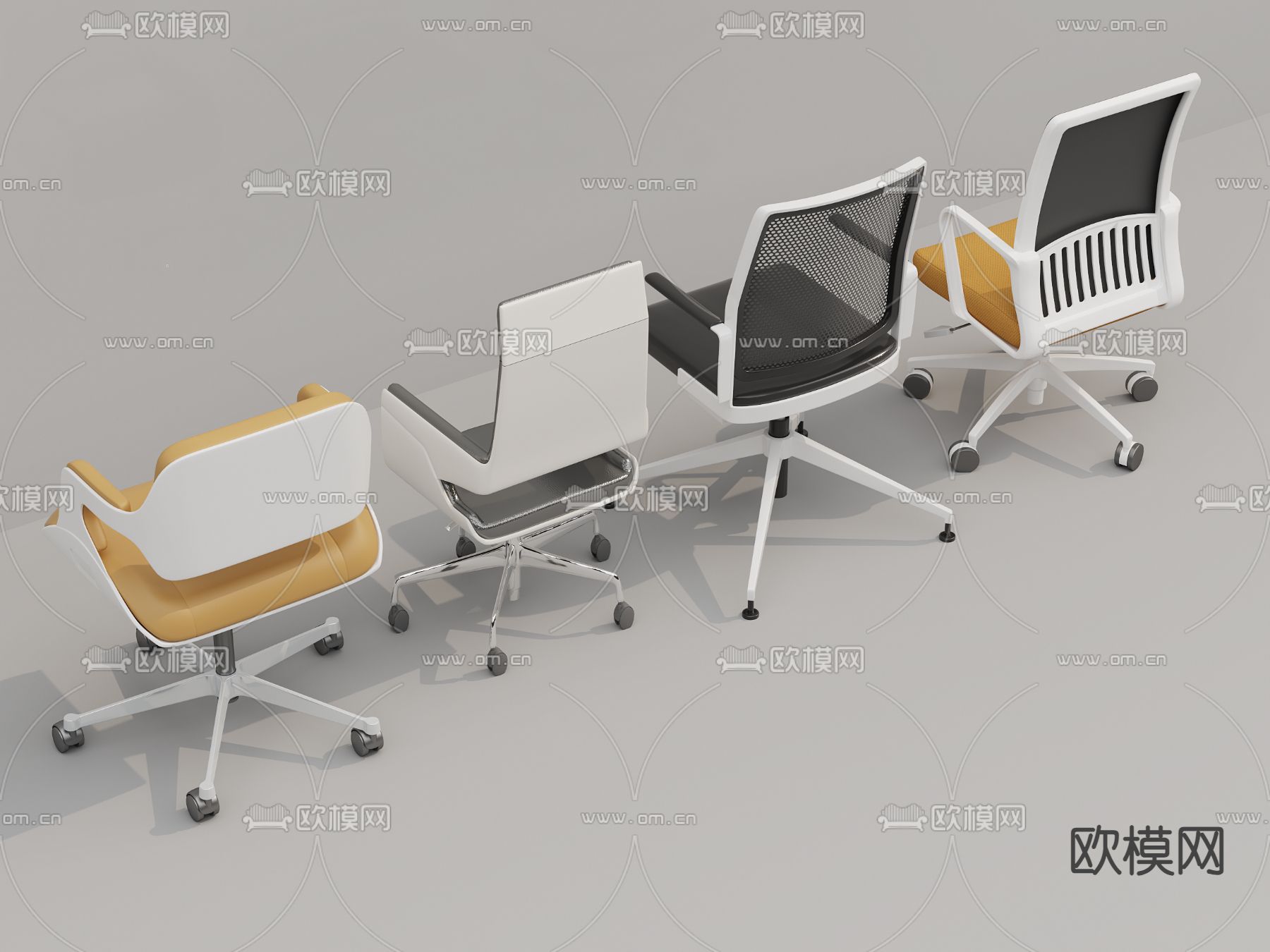 办公椅 职员椅 转椅su模型下载（渲染图1）