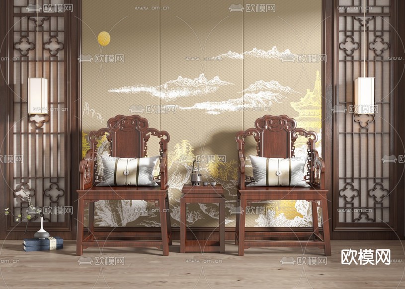 中式椅子 太师椅3d模型下载