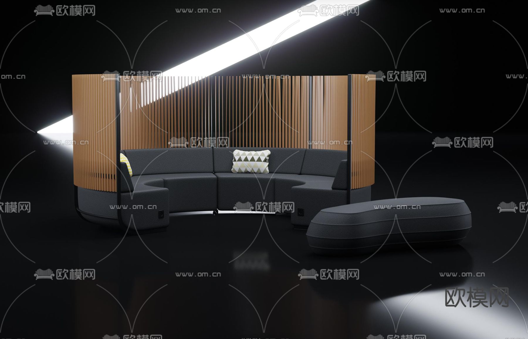 卡座沙发 弧形沙发3d模型下载