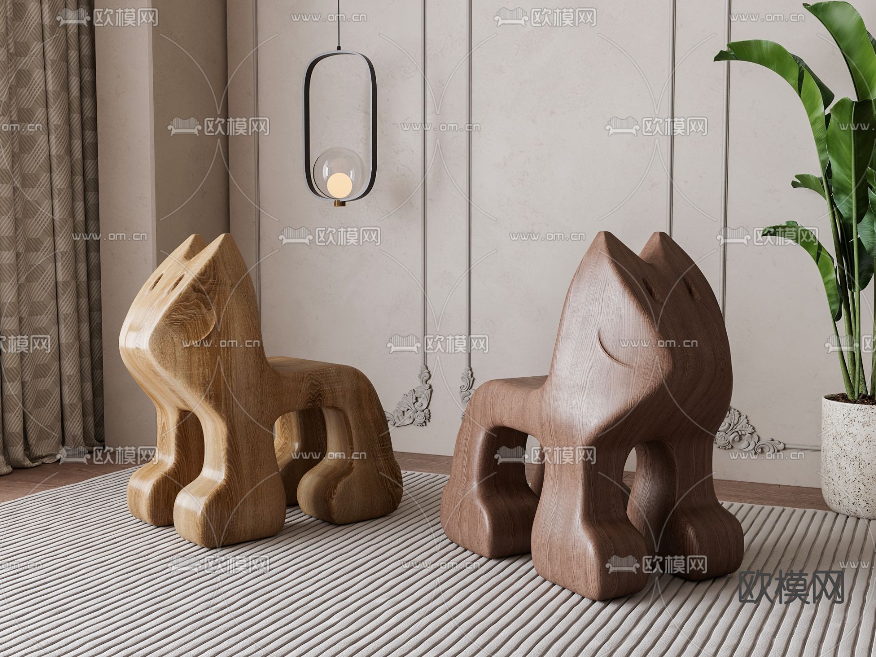 木雕凳子 儿童凳3d模型下载