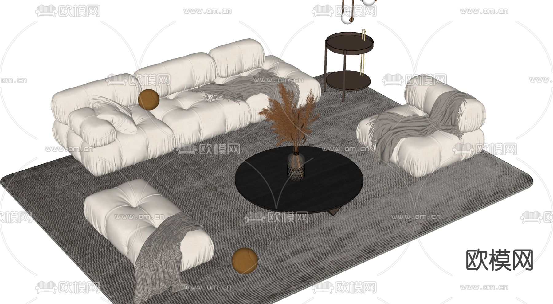 Minotti现代组合沙发su模型下载（渲染图2）