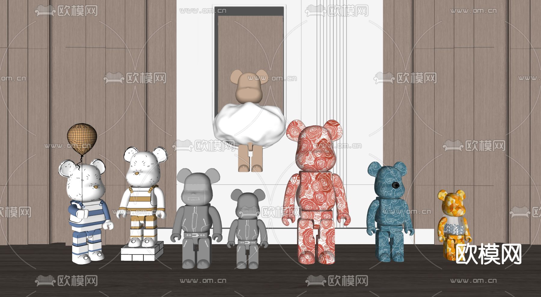 暴力熊摆件 雕塑 公仔 潮玩su模型下载（渲染图2）