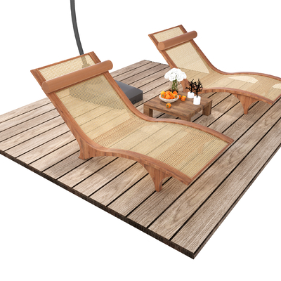  户外躺椅 沙滩椅 遮阳伞su模型 