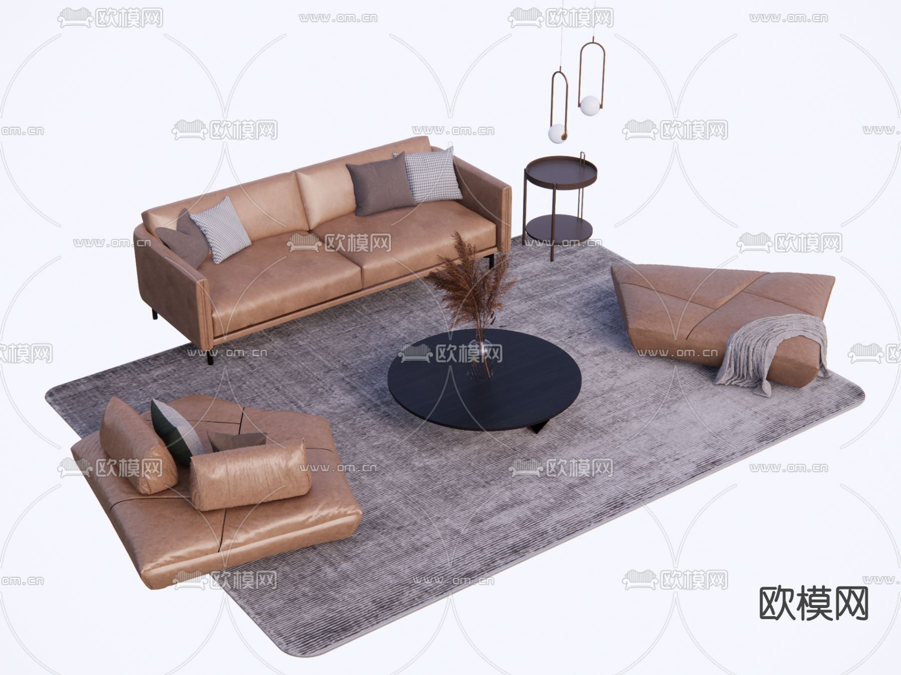 Minotti现代组合沙发su模型下载（渲染图1）