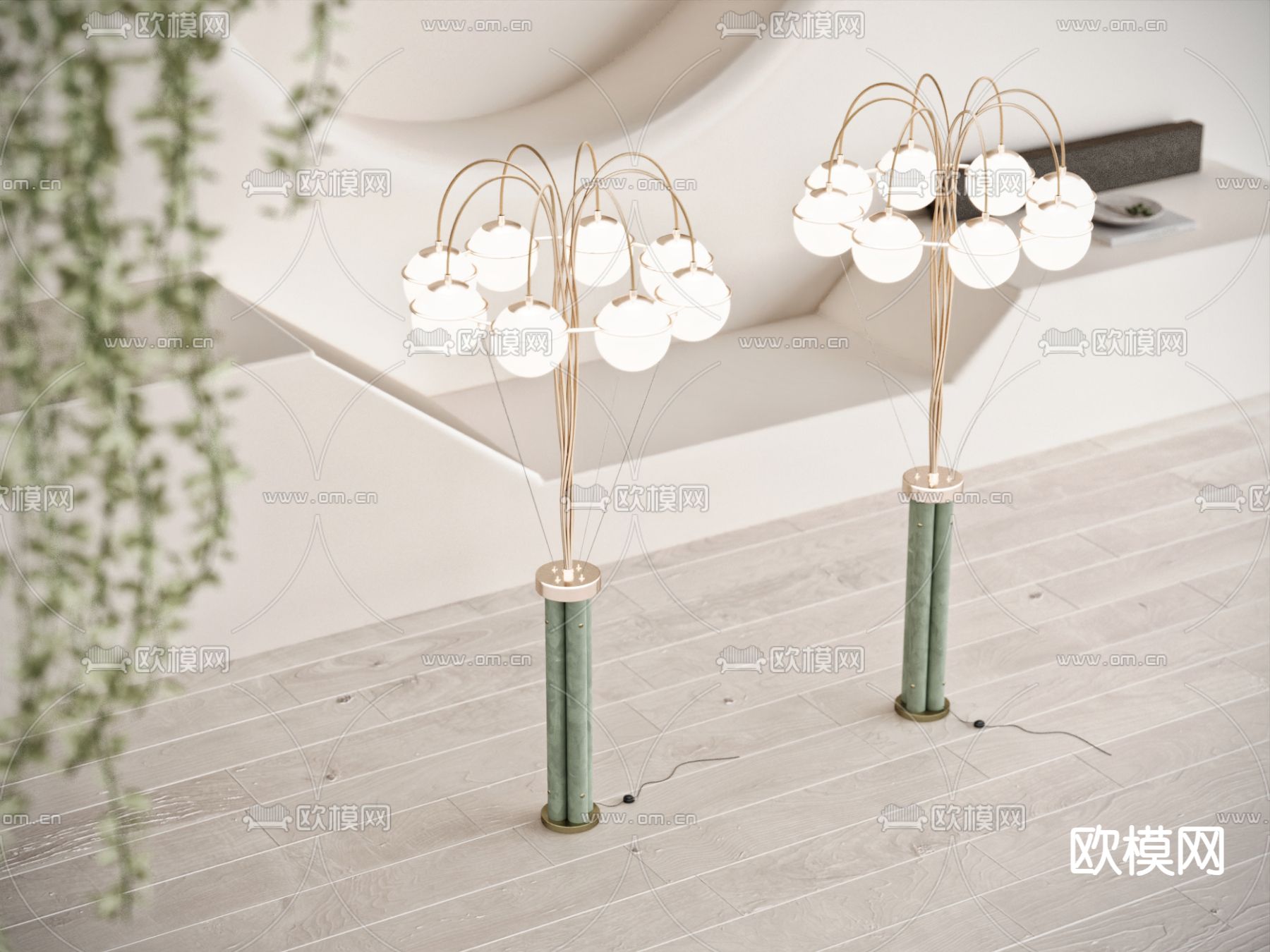现代落地灯su模型下载（渲染图2）