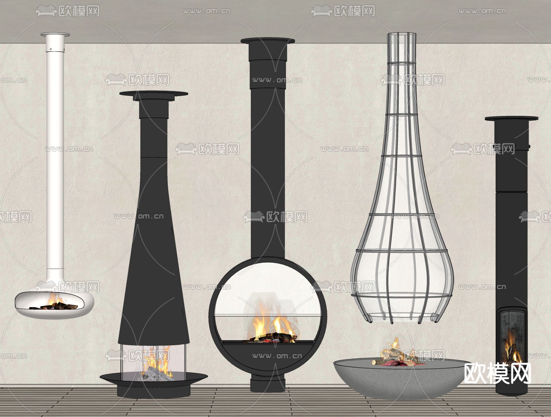 现代壁炉 雾化壁炉su模型下载（渲染图1）