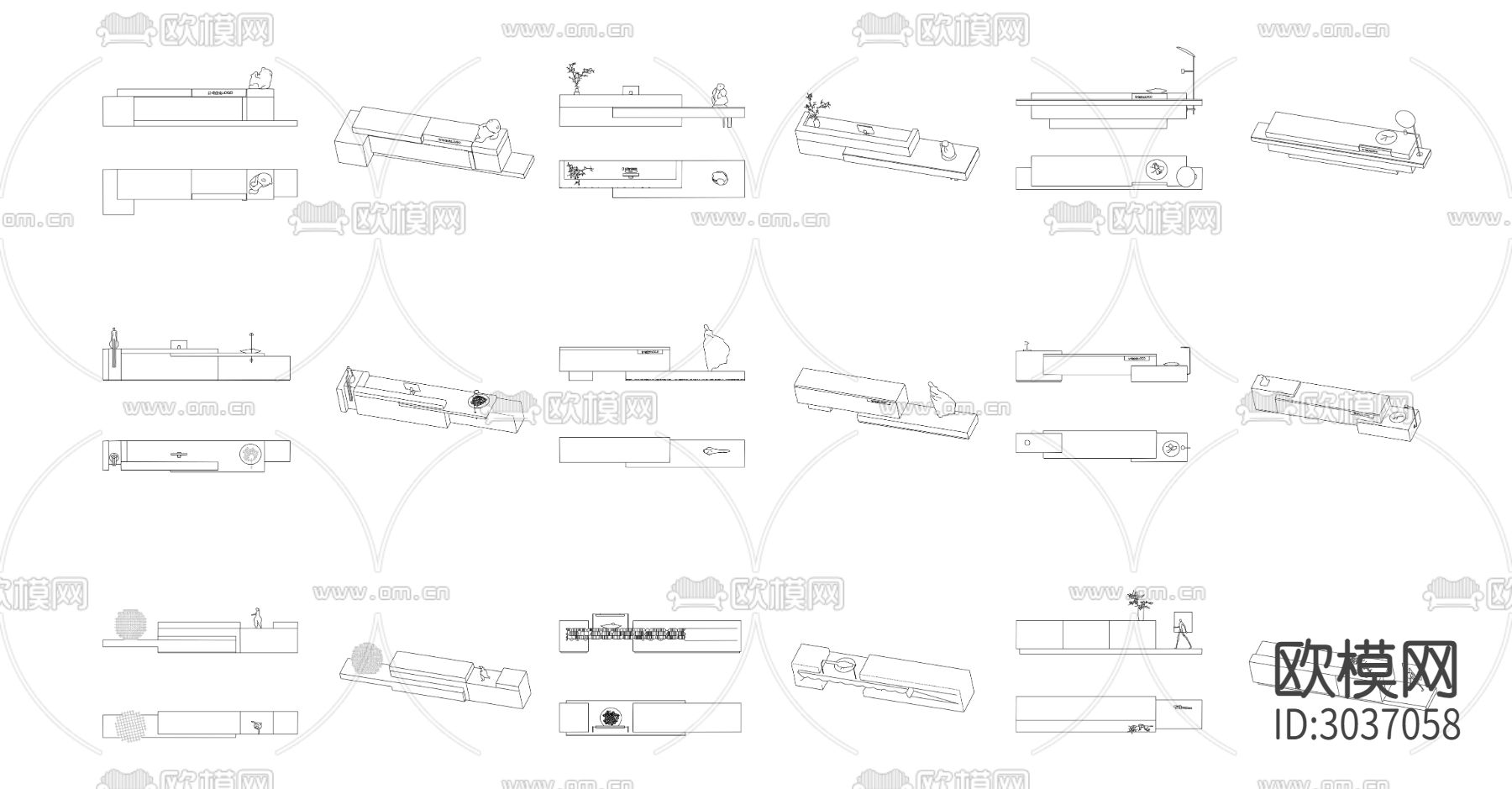 前台接待台服务台咨询台cad图库下载（渲染图2）