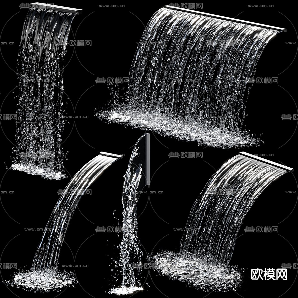 流水瀑布 跌水 水幕墙3d模型下载
