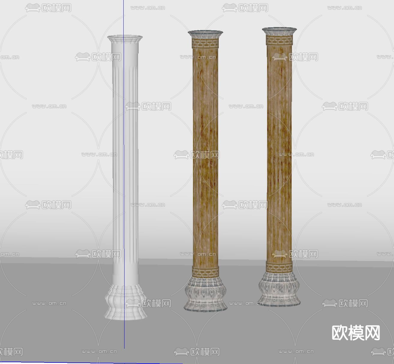 中式柱子 圆柱su模型下载（渲染图1）