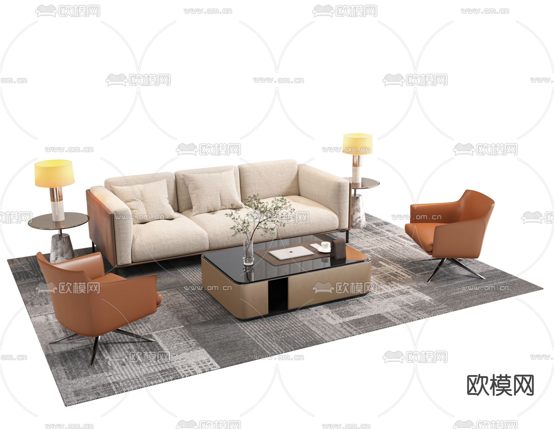 组合沙发 办公沙发3d模型下载