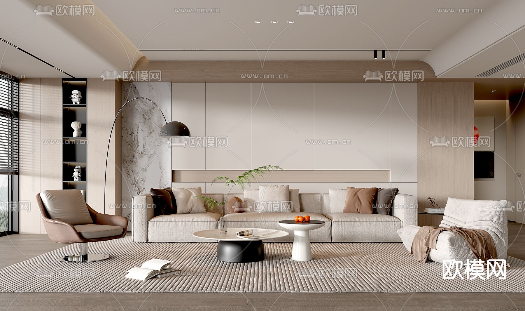 现代客厅3d模型下载