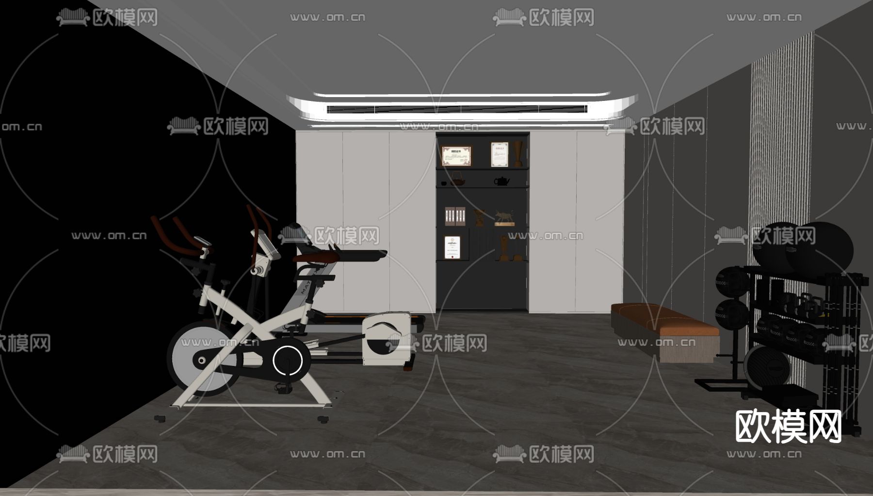 健身房 健身室su模型下载（渲染图1）