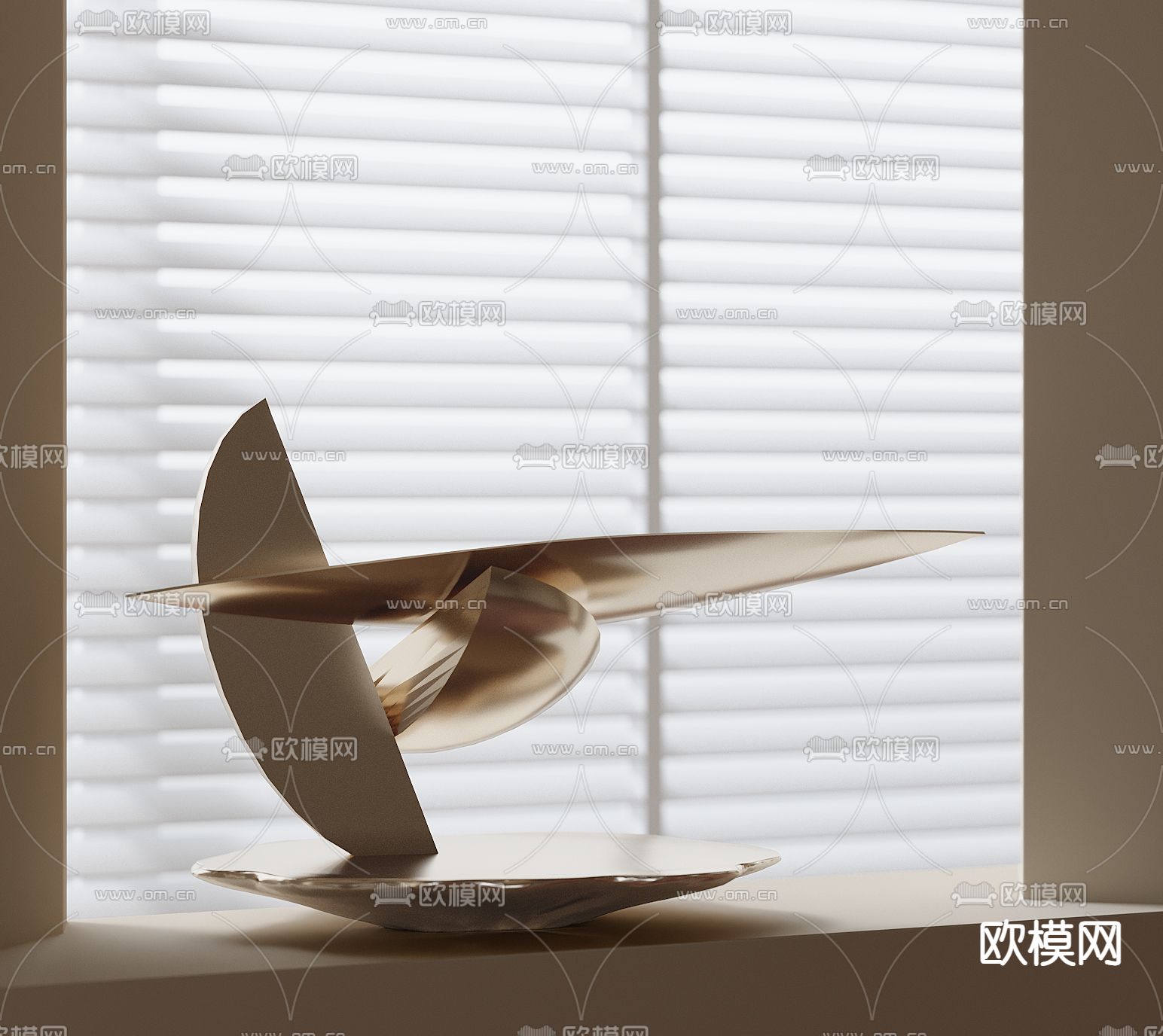 现代雕塑摆件su模型下载（渲染图2）