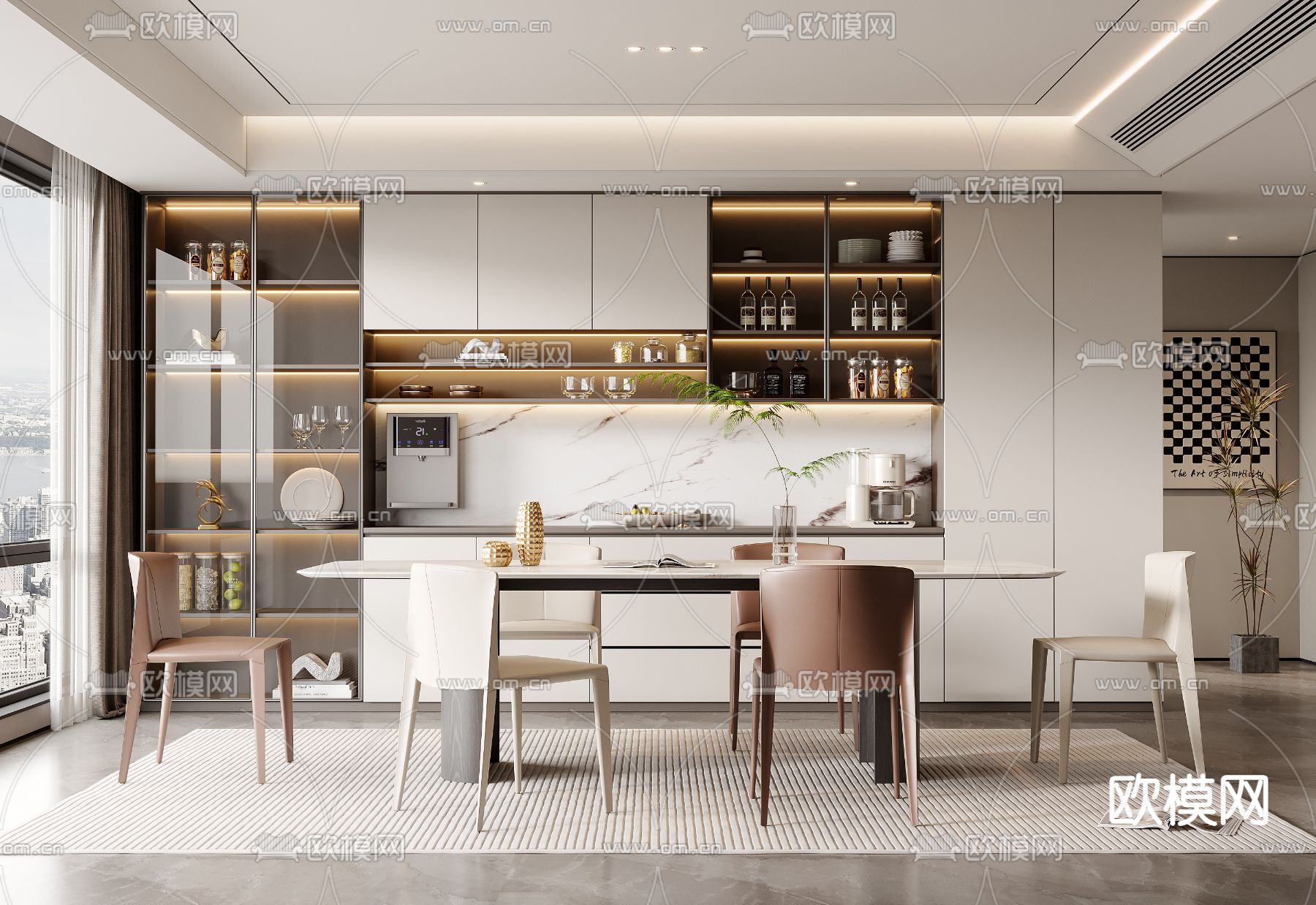 轻奢餐厅3d模型下载