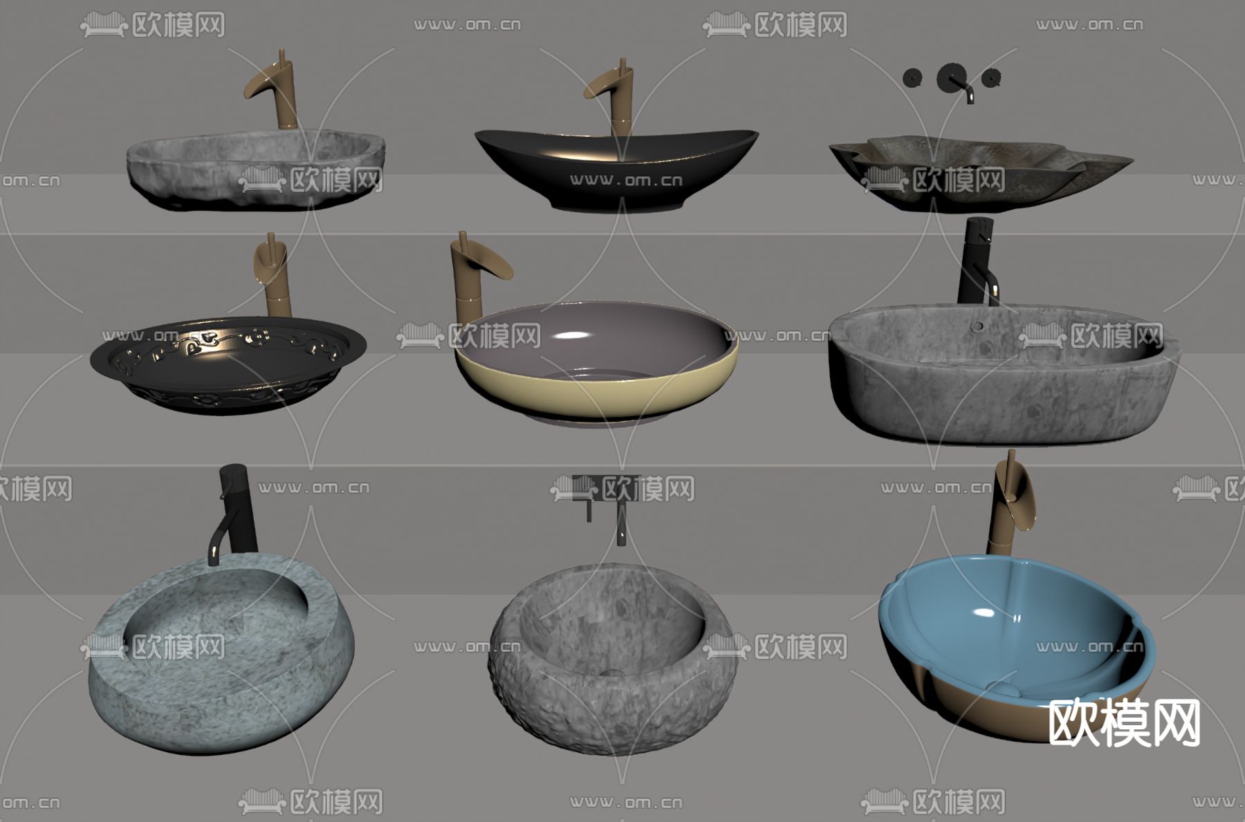 新中式洗手盆su模型下载（渲染图1）