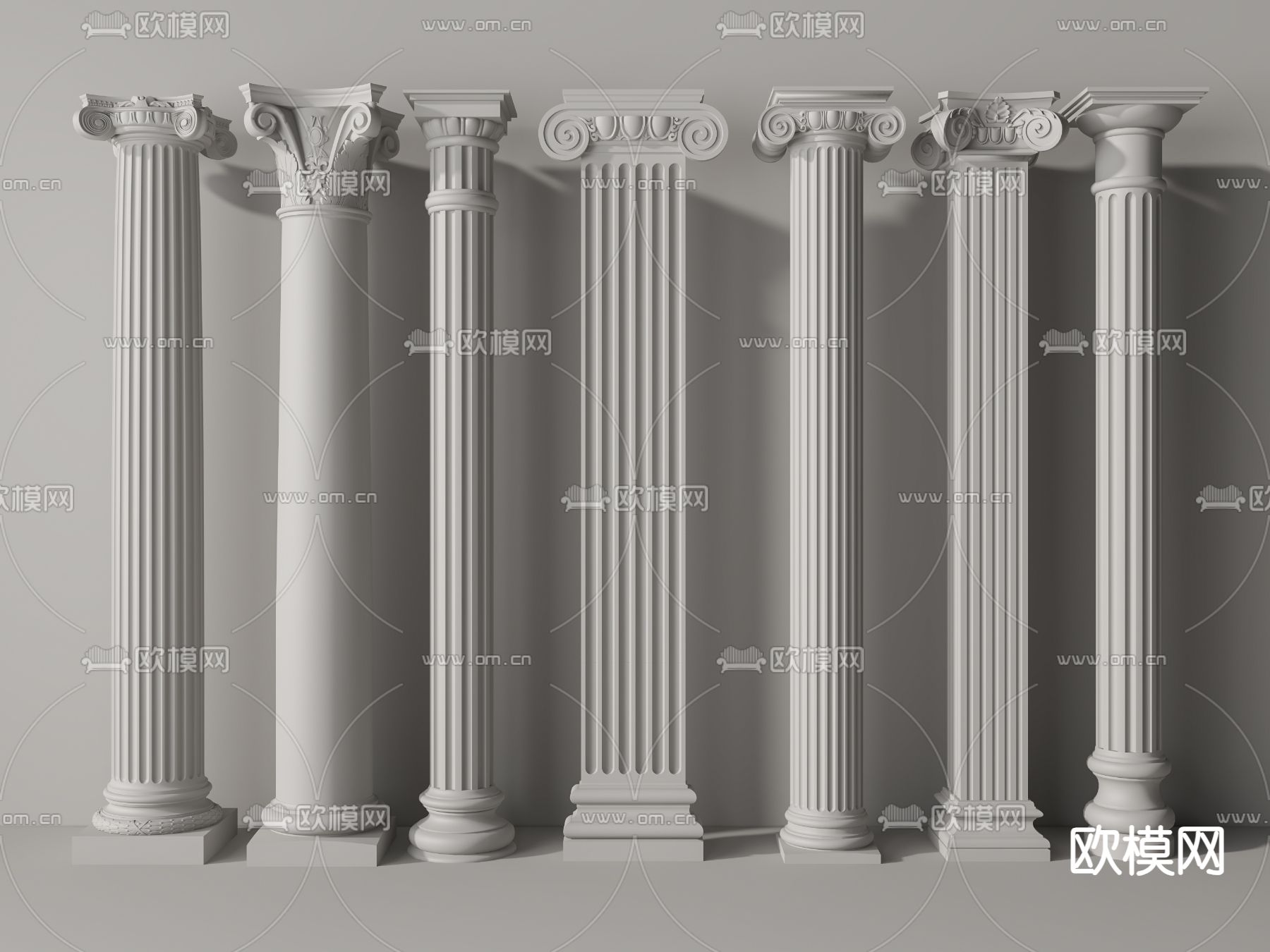 欧式柱子 罗马柱 石膏柱3d模型下载