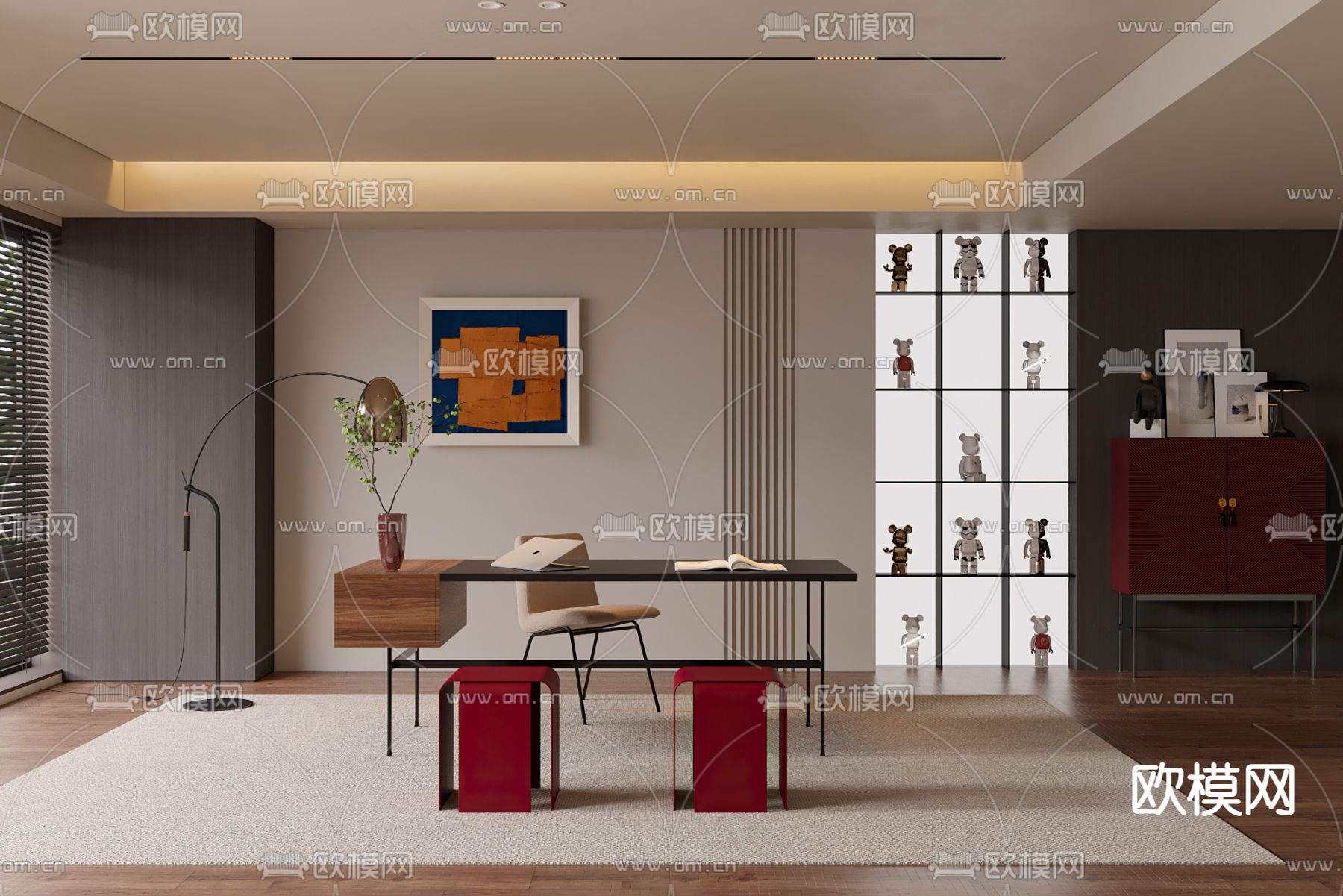 Minotti 现代书房3d模型下载