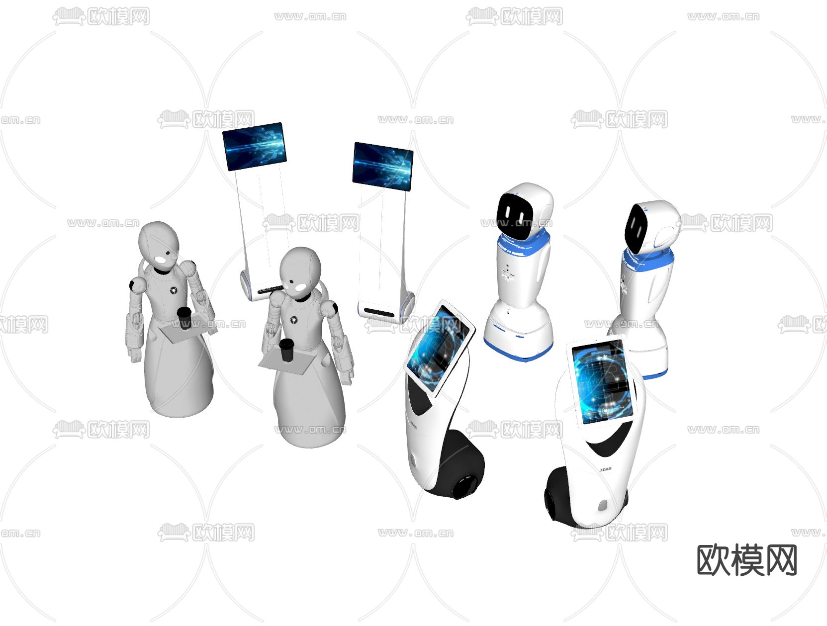 服务机器人 智能导视机 一体机su模型下载（渲染图1）