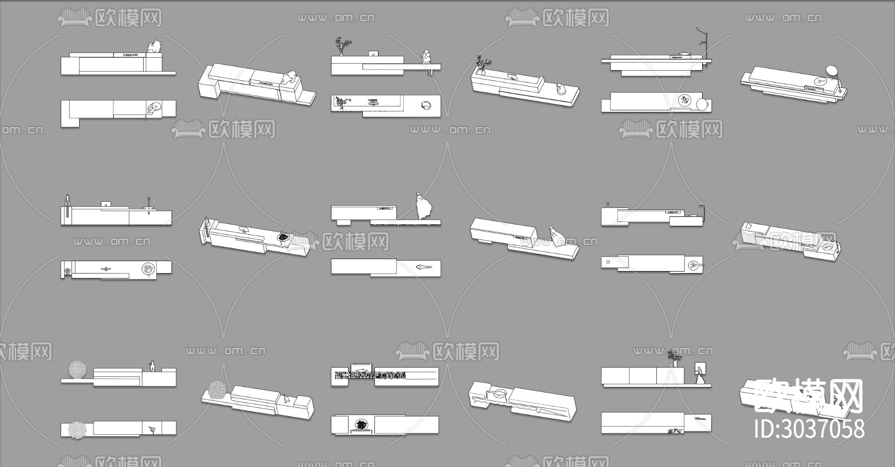 前台接待台服务台咨询台cad图库下载（渲染图1）