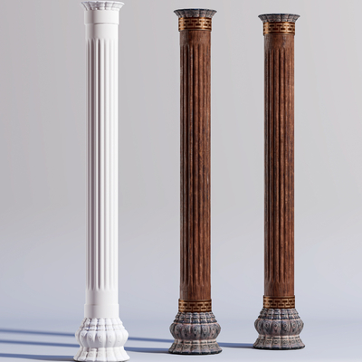  中式柱子 圆柱su模型 