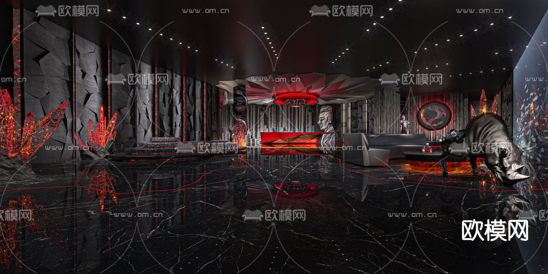 暗黑风酒吧 夜总会3d模型下载