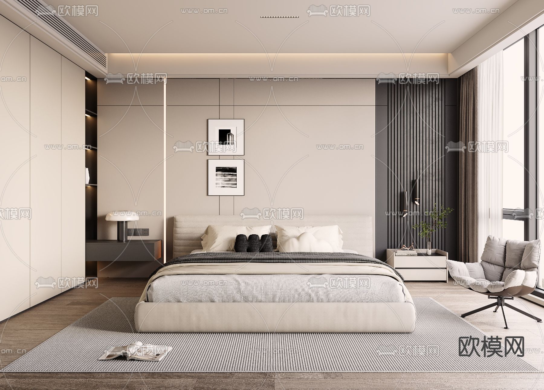 现代卧室 主卧 主人房3d模型下载