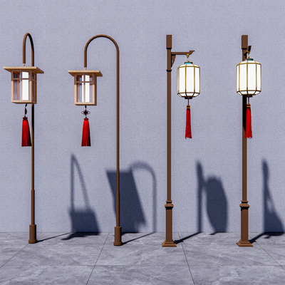  新中式景观灯 庭院灯su模型 